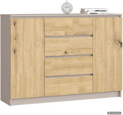 AKORD AKORD CLP K140 Komód Laminált Lap Kasmír / Artisan Tölgy 2 Ajtós 4 Fiókos (AKO-KOMMK1404SZ2DKASARTPK)