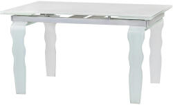 King Home Vendome Opti White Üveg Étkezőasztal Hullámos Lábakkal (KHM-B2003C_2-0-3-0)