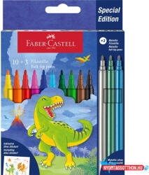 Faber-Castell Rostirón, filctoll készlet, kastélyos DINOSZAURUSZ + matrica Faber-Castell 10+3 klf. szín - nyomtassotthon