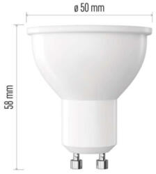 EMOS LED izzó Classic MR16, GU10, 7 W (60 W), 800 lm, meleg fehér, dimmelhető, 3000K, 230V, CRI>80, EMOS, ZQ8E42D (ZQ8E42D)