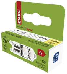 EMOS halogén izzó JC G9 25W 260lm, 2700K, 230V, CRI> 99, 9, dimmelhető, Meleg fehér, ZE0304 (ZE0304)