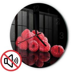 TULUP Modern Kerek Üveg Falióra Málna Fekete Tippek Fi30 cm (010010500040200174340)