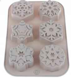 Senzi Cosmetics Szilikon Sütemény Sütőforma 6xHópehely Snowflakes MF-059 (MF-059)