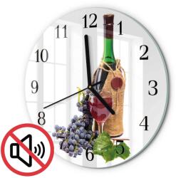 TULUP Üveg Falióra Szőlő Mintával Borhoz Fekete Tippek Fi30 cm (010010500040200172158)