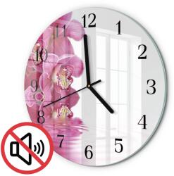 TULUP Modern Fotó Üveg Falióra Orchidea Fekete Tippek Fi30 cm (010010500040200173557)