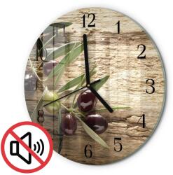 TULUP Kerek Üveg Konyhai Óra Grafikával Olíva Fekete Tippek Fi30 cm (010010500040200175157)