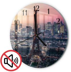 TULUP Üveg Falióra Irodába Eiffel-torony Párizs Fekete Tippek Fi30 cm (010010500040200173475)