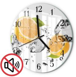 TULUP Kerek Üveg Falióra Irodába Citrom Fekete Tippek Fi30 cm (010010500040200176350)