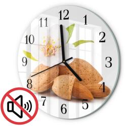 TULUP Fali Kerek Üveg Óra Mandula Nyomtatott Fekete Tippek Fi30 cm (010010500040200175520)