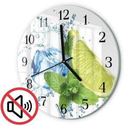 TULUP Üveg Konyhai Óra Lime és Menta Mintával Fekete Tippek Fi30 cm (010010500040200174924)
