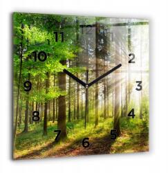  Négyzet alakú Dekoratív Üvegóra Erdő Napfelkelte Mintával 60x60 cm (010010500080200269140)