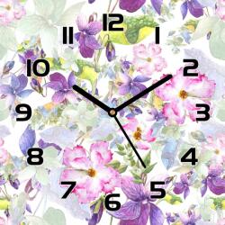 Coloray Üveg falióra Lila festett virágok 30x30 cm (pl-zsk-30x30-TO-41)