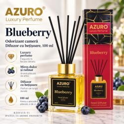 Azuro Odorizant Cameră Azuro Blueberry Luxury Perfume, Difuzor cu Bețișoare, Parfum Fructat de Afine, 100 ml
