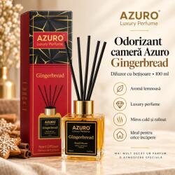 Azuro Odorizant Cameră Azuro Gingerbread Luxury Perfume, Difuzor cu Bețișoare, Aromă Lemnoasă, Parfum Ambiental, 100 ml
