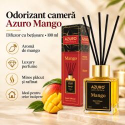 Azuro Odorizant Cameră Azuro Mango Luxury Perfume, Difuzor cu Bețișoare, Parfum Fructat Tropical, 100 ml