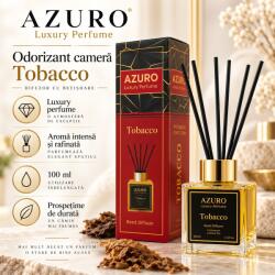 Azuro Odorizant Cameră Azuro Tobacco Luxury Perfume, Difuzor cu Bețișoare, Aromă Lemnoasă, Parfum Ambiental Intens, 100 ml