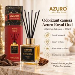 Azuro Odorizant Cameră Azuro Royal Oud Luxury Perfume, Difuzor cu Bețișoare, Aromă Lemnoasă, Parfum Ambiental Elegant, 100 ml