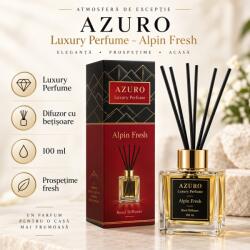 Azuro Odorizant Cameră Azuro Alpin Fresh Luxury Perfume, Difuzor cu Bețișoare, Parfum Ambiental Fresh, 100 ml