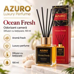 Azuro Odorizant Cameră Azuro Ocean Fresh Luxury Perfume, Difuzor cu Bețișoare, Aromă Lemnoasă, Parfum Ambiental Fresh, 100 ml