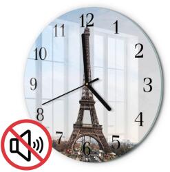 TULUP Függő Kerek Fotó Óra Üveg Eiffel-torony Fekete Tippek Fi30 cm (010010500040200176148)