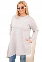 Kesi Plus Size női Ruha viszkózból, laza fazonnal és hosszú ujjakkal, szürke (5907302613882)