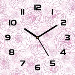 Coloray Üveg falióra Rózsaszín kontúros virágok 30x30 cm (pl-zsk-30x30-TD-224)