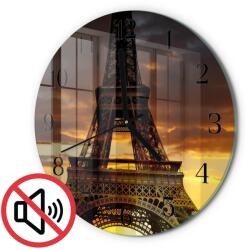 TULUP Modern Fotó Óra Üveg Eiffel-torony Párizs Fekete Tippek Fi30 cm (010010500040200173206)