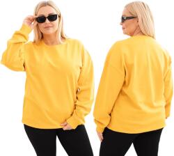 Kesi Plus Size női pamut basic pulóver kerek nyakkivágással, mustársárga, XL (5907302910752)