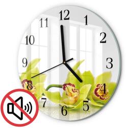 TULUP Fotó Üveg Falióra Konyha Orchidea Fekete Tippek Fi30 cm (010010500040200175693)