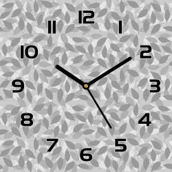 Coloray Óra edzett üvegből Szürke levelek 30x30 cm (pl-zsk-30x30-TD-376)