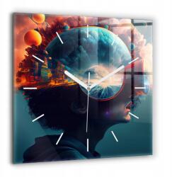  Négyzet alakú Design Üvegóra Grafikával Futurisztikus világ 60x60 cm (010010500080100271455)