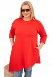 Kesi Plus Size női Ruha viszkózból, laza fazonnal, piros (5907302613875)