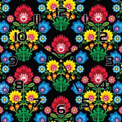Coloray Szép üveg falióra Lengyel népművészet 30x30 cm (pl-zsk-30x30-TD-298)