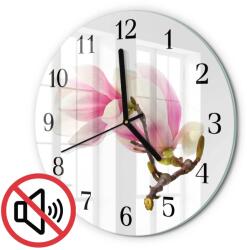 TULUP Üveg falióra Elegáns Magnólia virág fekete fi30 cm (010010500040200173117)