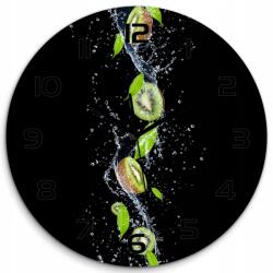 TULUP Nagy, kerek, üveg Kiwi és víz falióra, 60 cm átmérővel (pl_zso_60_f_51417101)