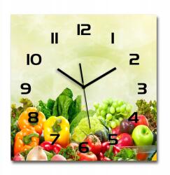 TULUP Üveg négyzet alakú óra nyomott mintával Zöldségek 60x60 (pl_zsk_60x60_f_105452592)