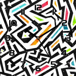 Coloray Üveg falióra modern graffiti mintás 30x30 cm (pl-zsk-30x30-TD-431)