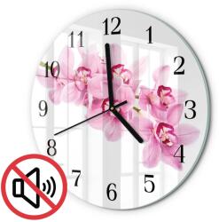 TULUP Kerek Üveg Falióra Irodába Orchidea Fekete Tippek Fi30 cm (010010500040200175765)