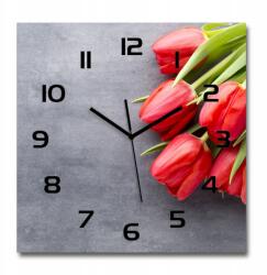 TULUP Modern üveg falióra Piros tulipánok 60x60cm (pl_zsk_60x60_f_99719823)