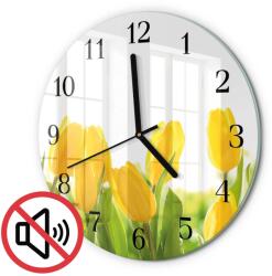 TULUP Modern Fotó Üveg Falióra Tulipán Fekete Tippek Fi30 cm (010010500040200175774)