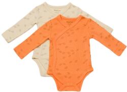 BabyCosy Set 2 body-uri petrecute Printed, BabyCosy, 50% modal+50% bumbac, Stone/Apricot (Marime: 6-9 luni) (BC-CSYM11320-6)