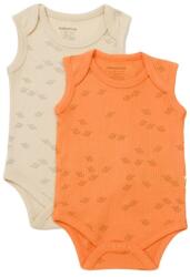 BabyCosy Set 2 body-uri fara maneci Printed, BabyCosy, 50% modal+50% bumbac, Stone/Apricot (Marime: 18-24 Luni) (BC-CSYM11117-18)