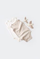BabyCosy Set 2 body-uri fara maneci bebe unisex -100% bumbac organic - Crem cu buline, BabyCosy (Marime: 6-9 luni) (BC-CSY5704-6)