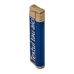  Bricheta Metalica Cu Gaz, Antivant, Model Robotic Slim, Reincarcabila, Albastru, Cutie, Personalizata (DLMGG-3213) Bricheta