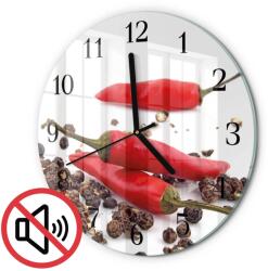 TULUP Üveg Óra Nagy Lakás Chili Paprika Fekete Tippek Fi30 cm (010010500040200173643)