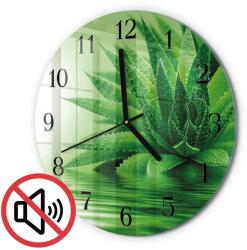 TULUP Üveg Falióra Nappaliba Aloe Vera Mintával Fekete Fi30 cm (010010500040200175455)