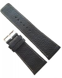 Hattori Curea Ceas Hand-Made - Piele Naturală Neagră, Cusătură Contrastantă 34mm (WZ2226)