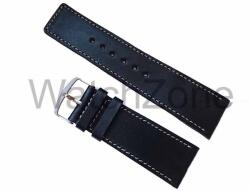  Curea ceas HAND MADE Neagra Cusatura Alba 26mm, 28mm, 30mm (WZ1000)