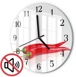 TULUP Függő Üveg Óra Chili Paprika Nyomtatással Fekete Tippek Fi30 cm (010010500040200173112)