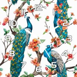 Coloray Csendes óra üvegen Kék-zöld páva 30x30cm (pl-zsk-30x30-TD-451)
